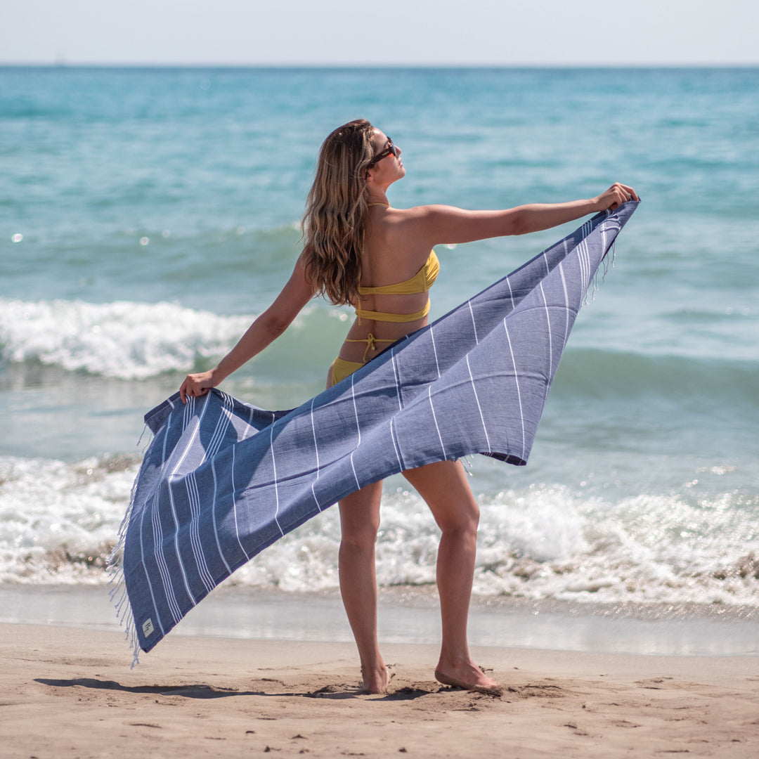 Oversized Turkish beach towel is ideal for spreading out and lounging on the beach