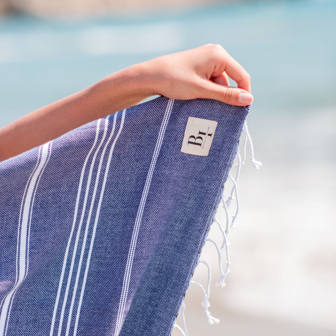 Bodrum Interiors Navy Turkish Beach Towel