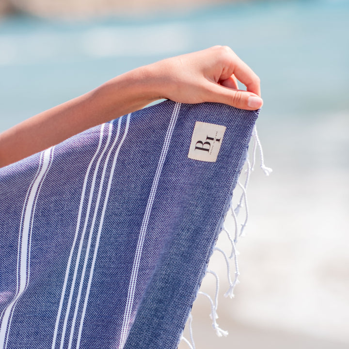 Bodrum Interiors Navy Turkish Beach Towel
